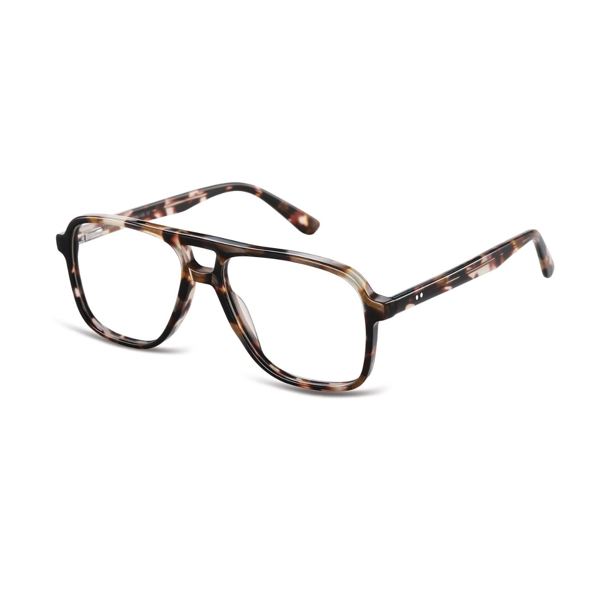 Beige tortoise plastic navigator shaped aviator eyeglasses from The Optical. Co