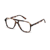 Beige tortoise plastic navigator shaped aviator eyeglasses from The Optical. Co