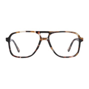 Beige tortoise plastic navigator shaped aviator eyeglasses from The Optical. Co