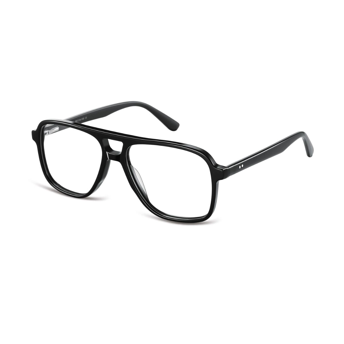 Black plastic navigator shaped aviator eyeglasses from The Optical. Co