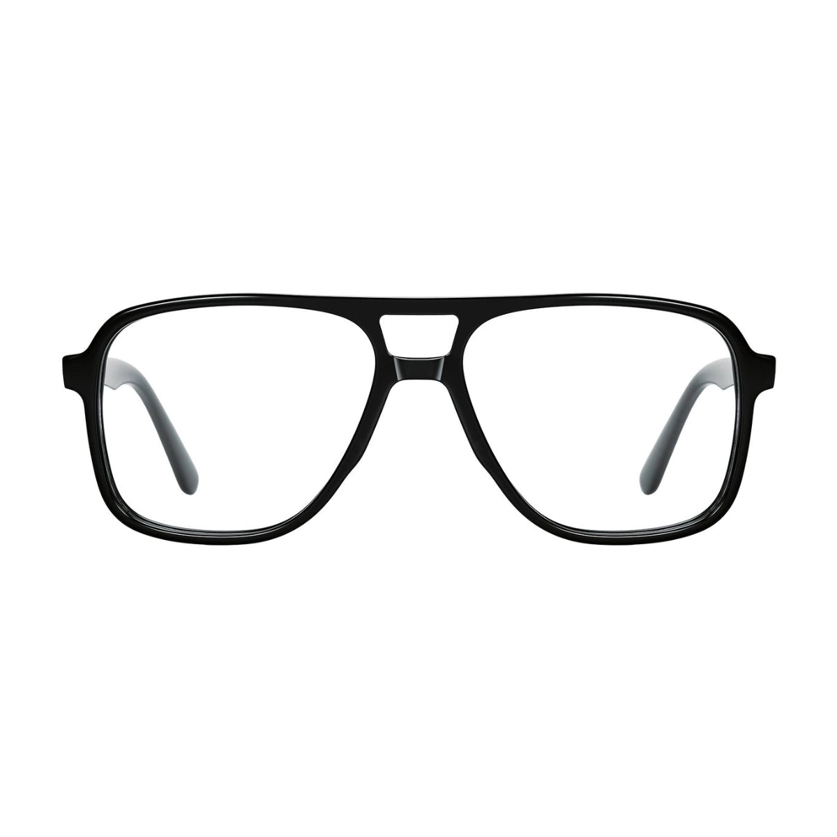 Black plastic navigator shaped aviator eyeglasses from The Optical. Co