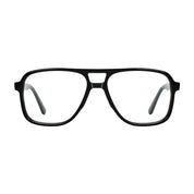 Black plastic navigator shaped aviator eyeglasses from The Optical. Co