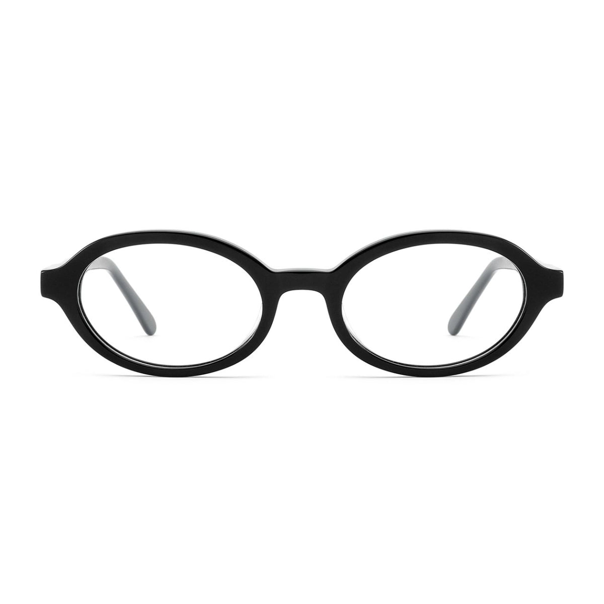 Black plastic oval premium eyeglass frames from The Optical. Co