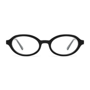 Black plastic oval premium eyeglass frames from The Optical. Co