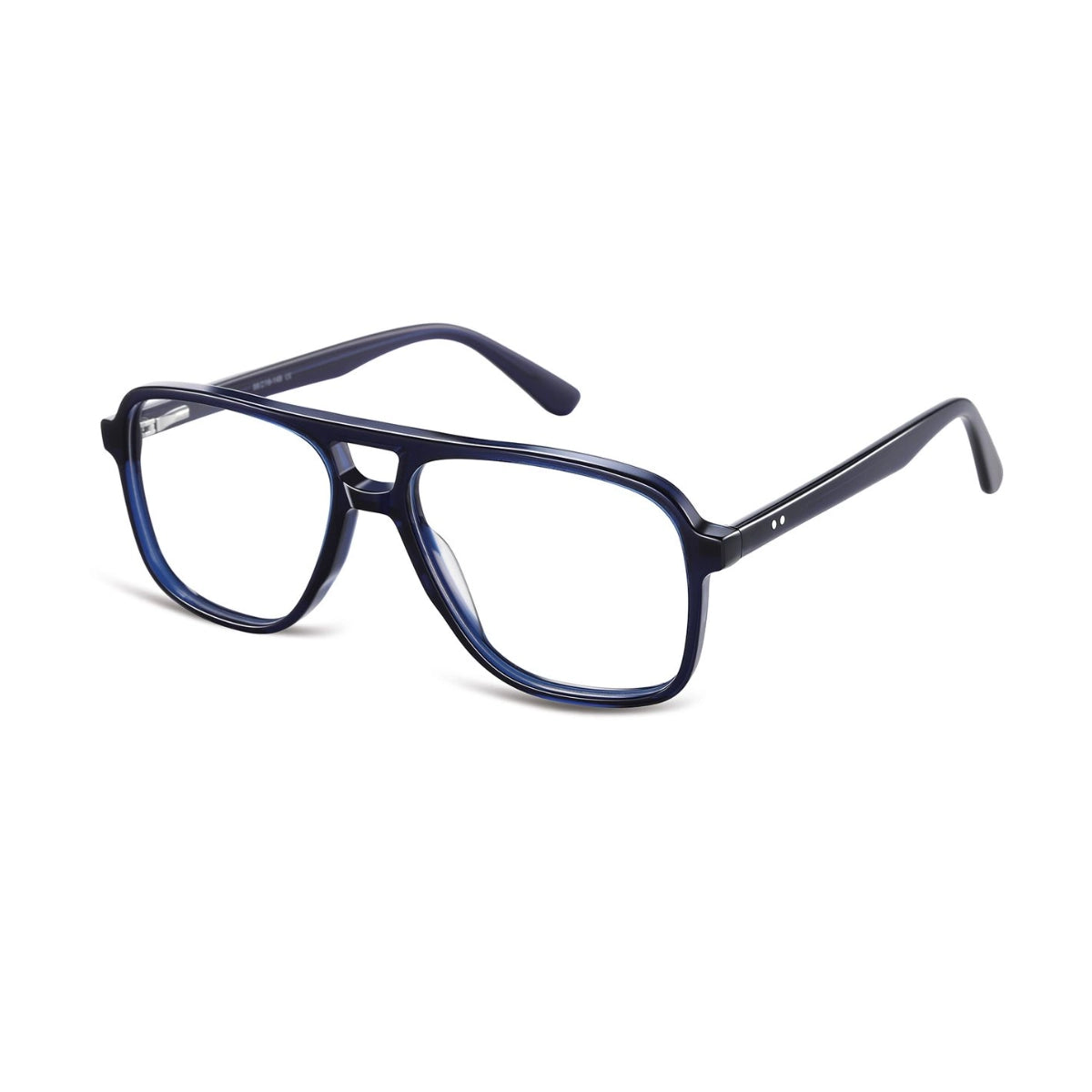 Blue plastic navigator shaped aviator eyeglasses from The Optical. Co