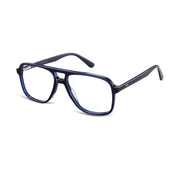 Blue plastic navigator shaped aviator eyeglasses from The Optical. Co