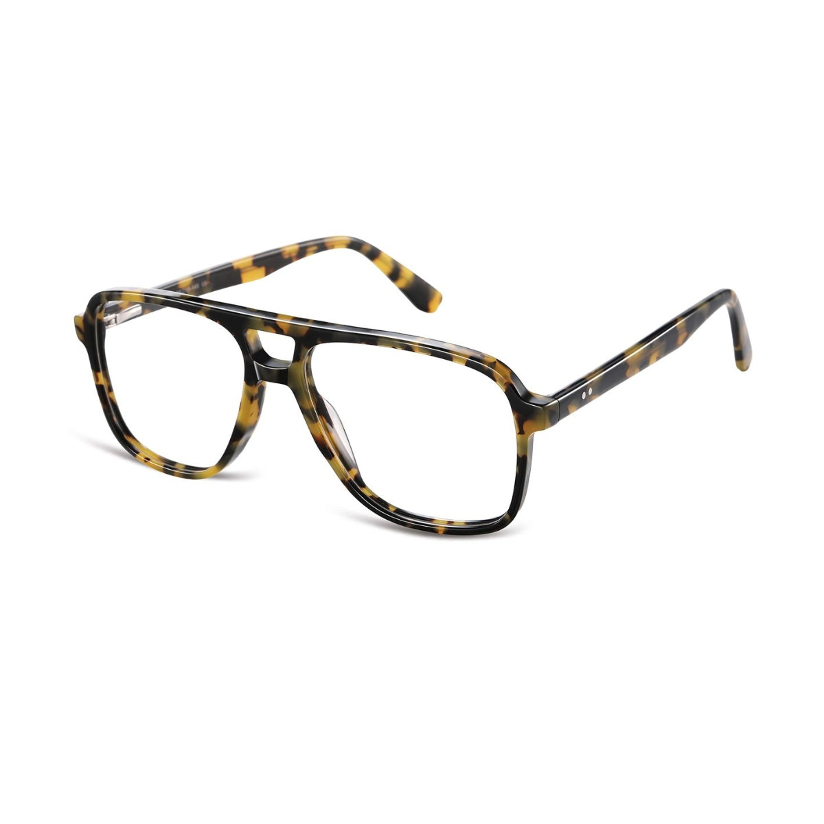 Light tortoise plastic navigator shaped aviator eyeglasses from The Optical. Co