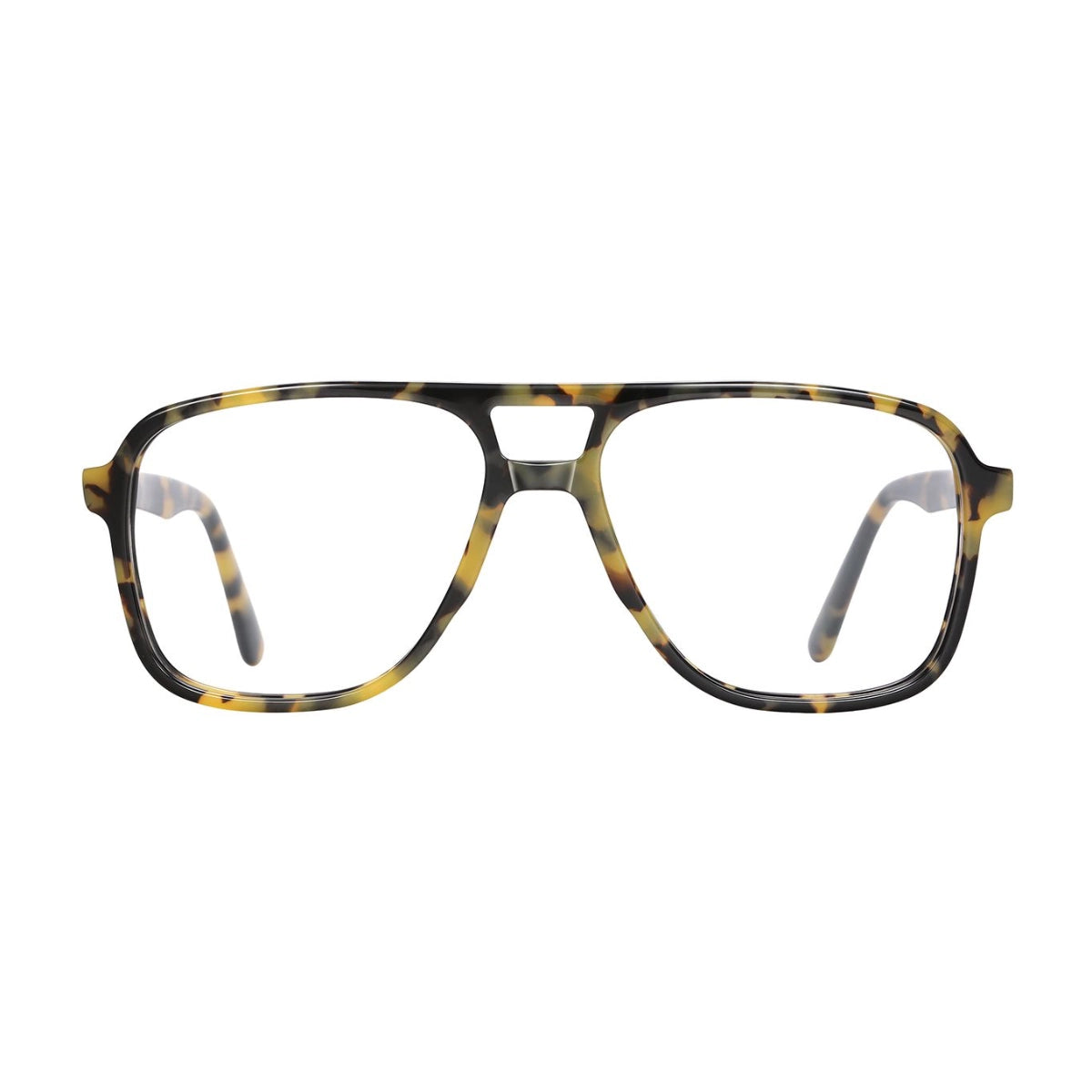 Light tortoise plastic navigator shaped aviator eyeglasses from The Optical. Co