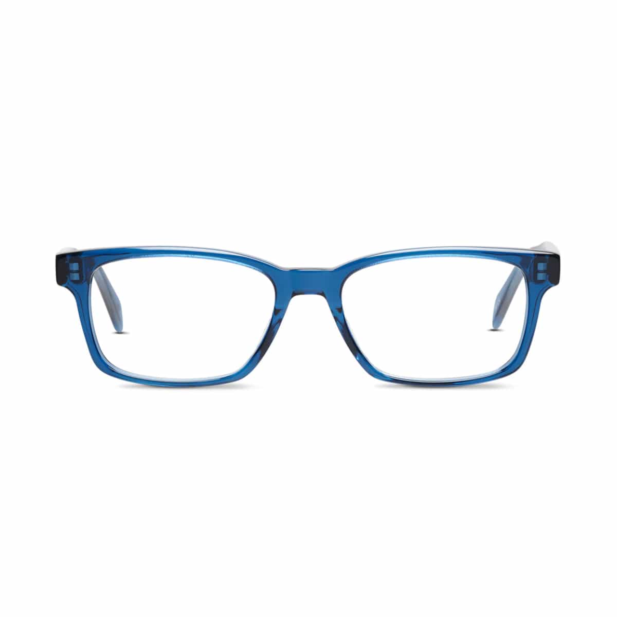 Indigo blue Walter eyeglass frames by SALT on white background