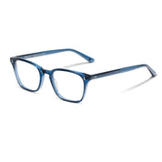 blue square shaped luxury eyeglass frame by SALT for men and women.