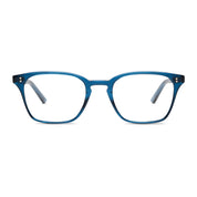 Indigo blue square shaped luxury eyeglass frame by SALT for men and women.