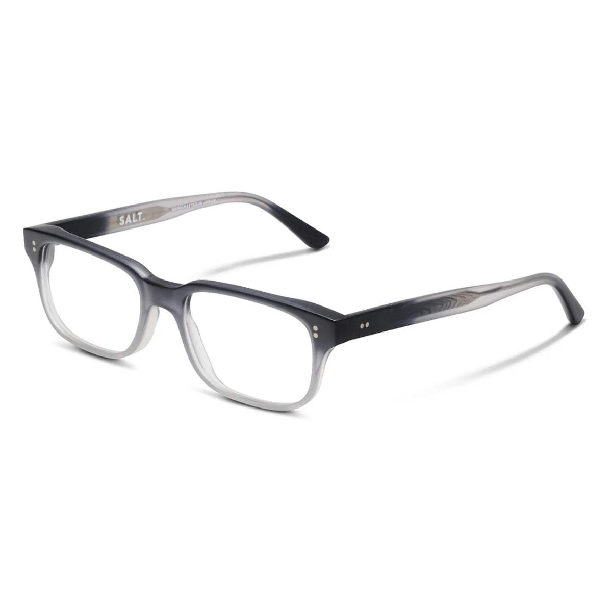 Black and grey SALT Mitchell rectangular eyeglasses on white background