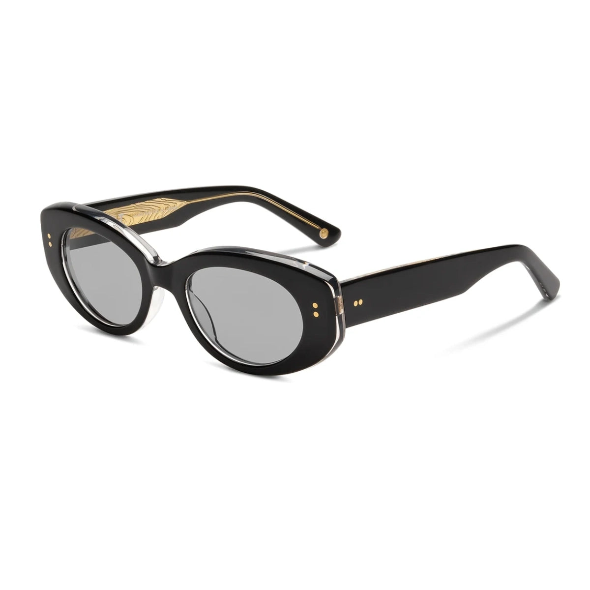 Black oversized oval plastic vintage sunglasses by SALT. 