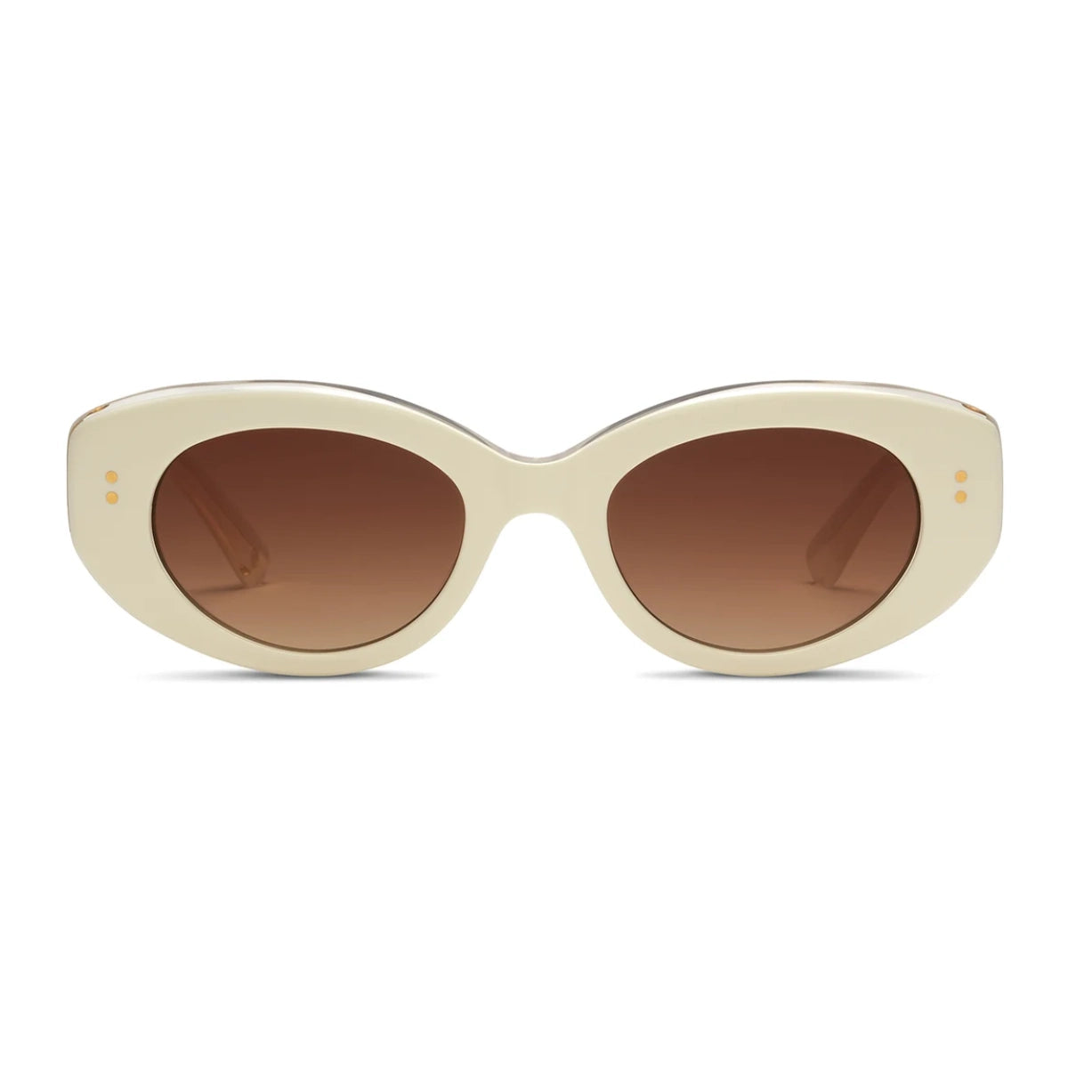 Cream colored oversized oval plastic vintage sunglasses by SALT. 