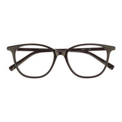Black cat-eye eyeglasses shown against a plain white background.