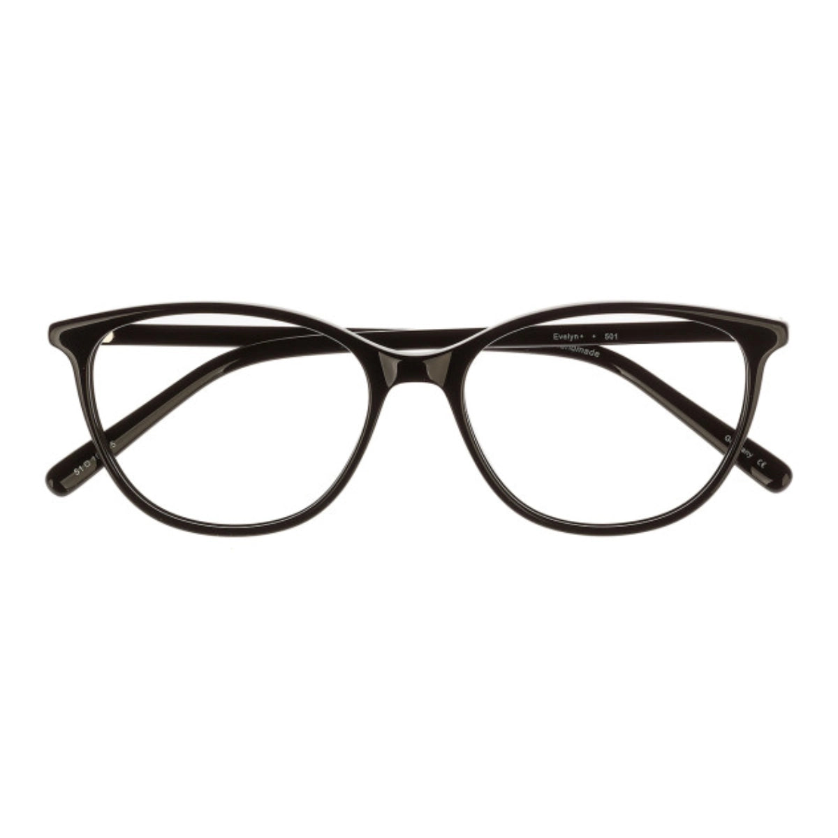 Black modern cat-eyed plastic prescription eyeglass frames for women