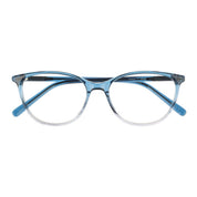 Blue modern cat-eyed plastic prescription eyeglass frames for women