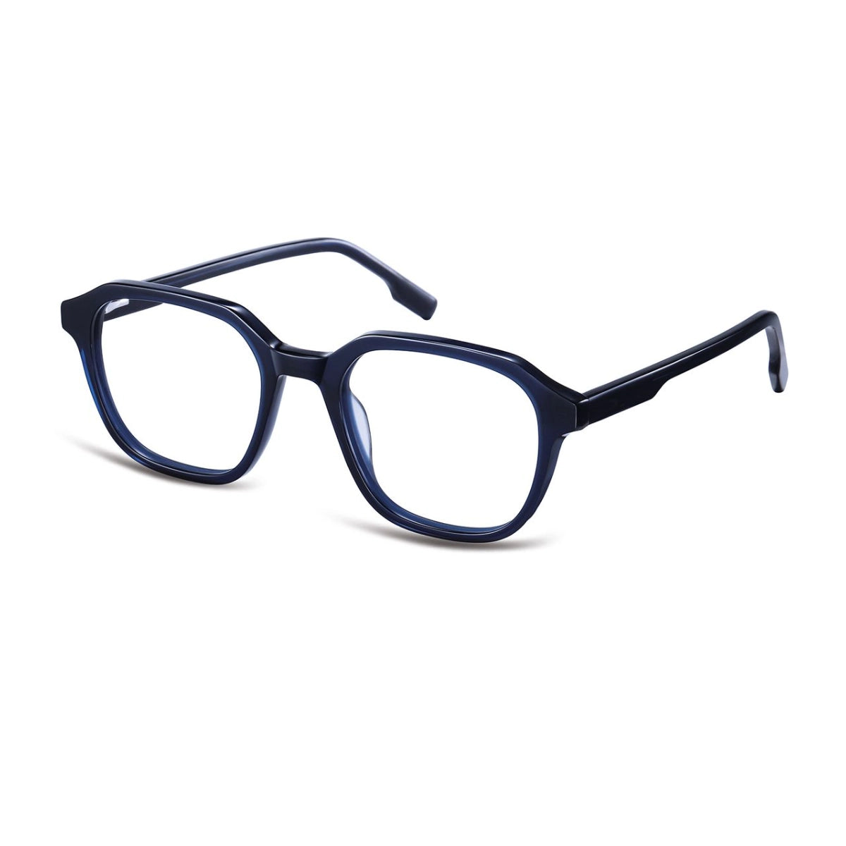 Blue bold geometric prescription eyeglass frames by The Optical. Co