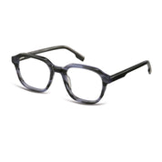 Blue streak bold geometric prescription eyeglass frames by The Optical. Co