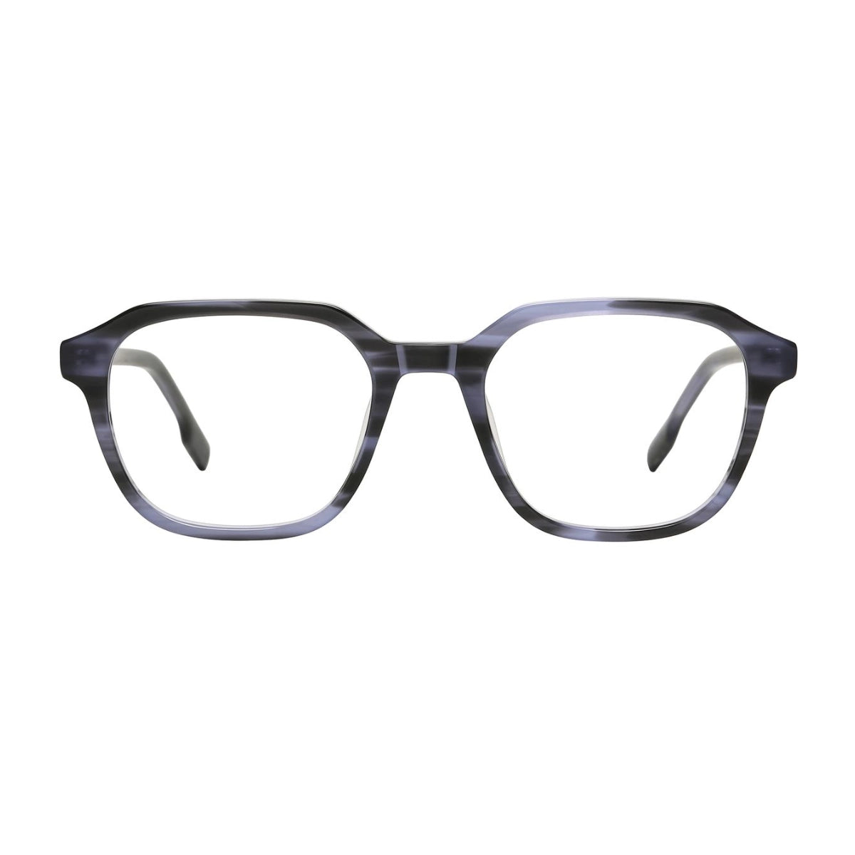 Blue streak bold geometric prescription eyeglass frames by The Optical. Co