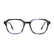Blue streak bold geometric prescription eyeglass frames by The Optical. Co