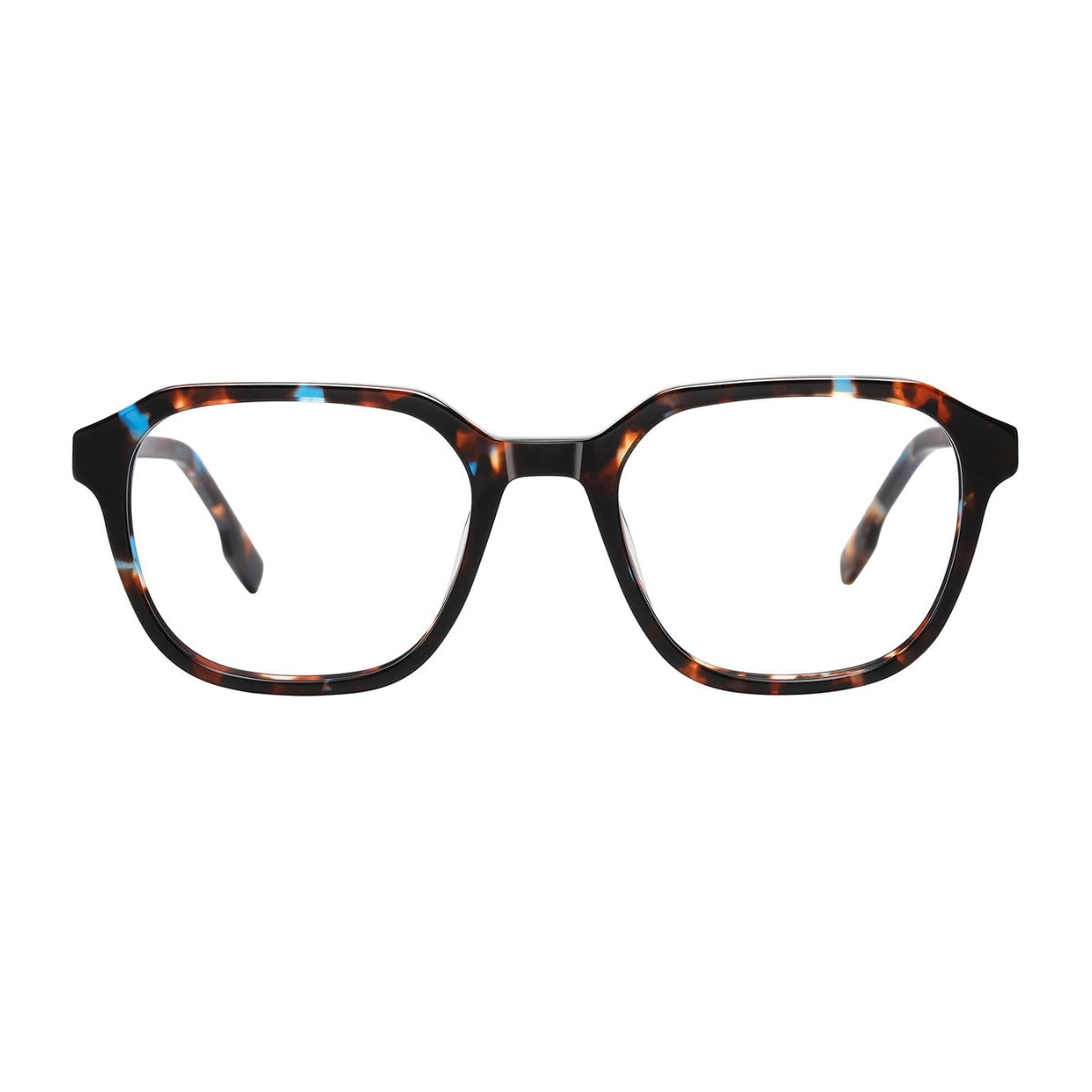 Blue tortoise bold geometric prescription eyeglass frames by The Optical. Co