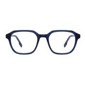 Blue bold geometric prescription eyeglass frames by The Optical. Co