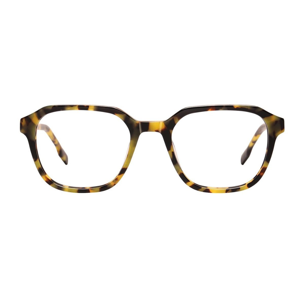 Light tortoise bold geometric prescription eyeglass frames by The Optical. Co