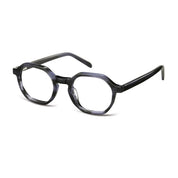Blue streak round, geometric unique eyeglasses from The Optical. Co