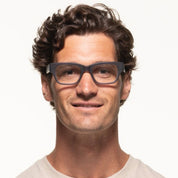 Model wearing SALT thick rectangular plastic prescription eyeglasses for men and women